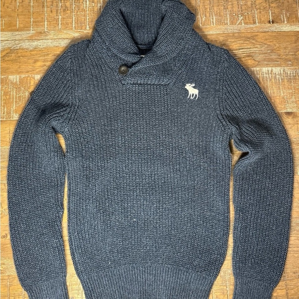 Abercrombie & Fitch Dark Blue Shawl Collar Sweater